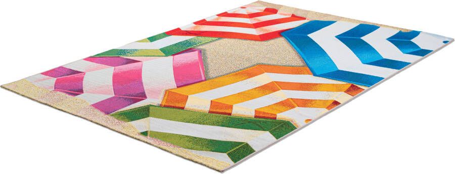 Sansibar Vloerkleed Rantum Beach SA-019 Vlakweefsel modern ontwerp motief parasols geschikt voor buiten - Foto 7