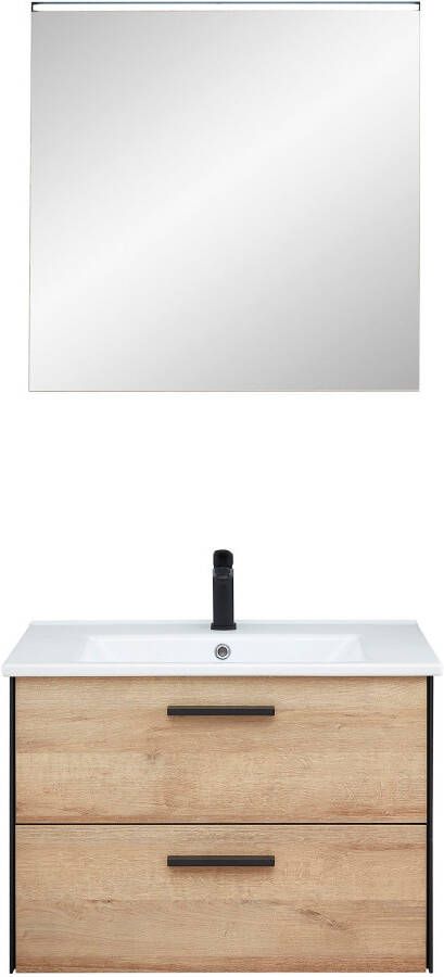 Saphir Badkamerserie Quickset 395 2-delig keramieken wastafelonderkast met led-spiegel 75 cm breed (2-delig) - Foto 9