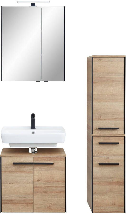 Saphir Badkamerserie Quickset 395 3-delig wastafelonderkast met led-spiegelkast Middel kast incl. deurdemper 6 deuren 1 lade badkamer set (4-delig) - Foto 19