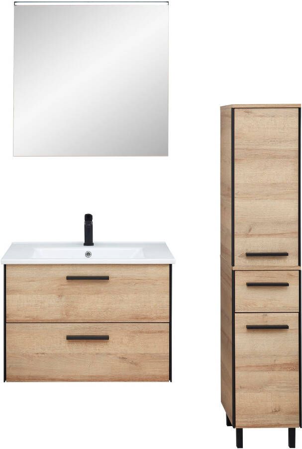 Saphir Badkamerserie Quickset 395 3-delig keramieken wastafel met led-spiegel Middel kast incl. deurdemper 2 deuren 3 lades badkamer set (5-delig) - Foto 12