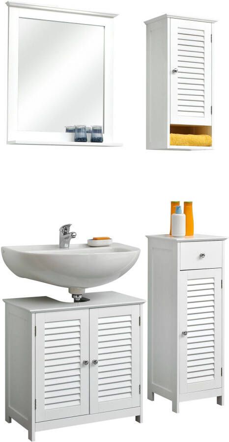 Saphir Badkamerserie Quickset 928 4-delig wastafelonderkast met spiegel Onderkast hangkast 4 deuren 1 lade niche wit glans (4-delig) - Foto 12