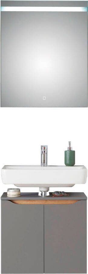 Saphir Badkamerserie Quickset 2-delig wastafelonderkast met led-spiegel Wastafel 60 cm breed inclusief deurdemper 2 deuren badset (2-delig)