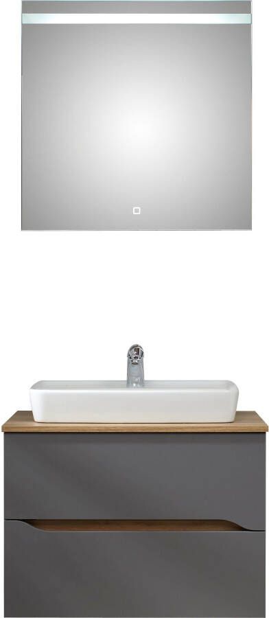 Saphir Badkamerserie Quickset 2-delig keramieken opzetwasbak met led-spiegel Wastafelmeubel 73 cm breed inclusief deurdemper 2 laden (4-delig) - Foto 11