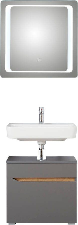 Saphir Badkamerserie Quickset 2-delig wastafelonderkast met led-spiegel Wastafel 70 cm breed zonder wastafel 1 lade badset (2-delig)