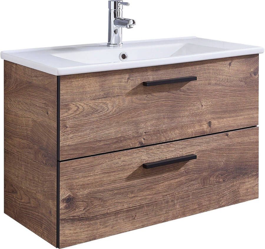 Saphir Badkamerserie Quickset keramische wastafel met onderkast 75 cm breed (1 stuk)