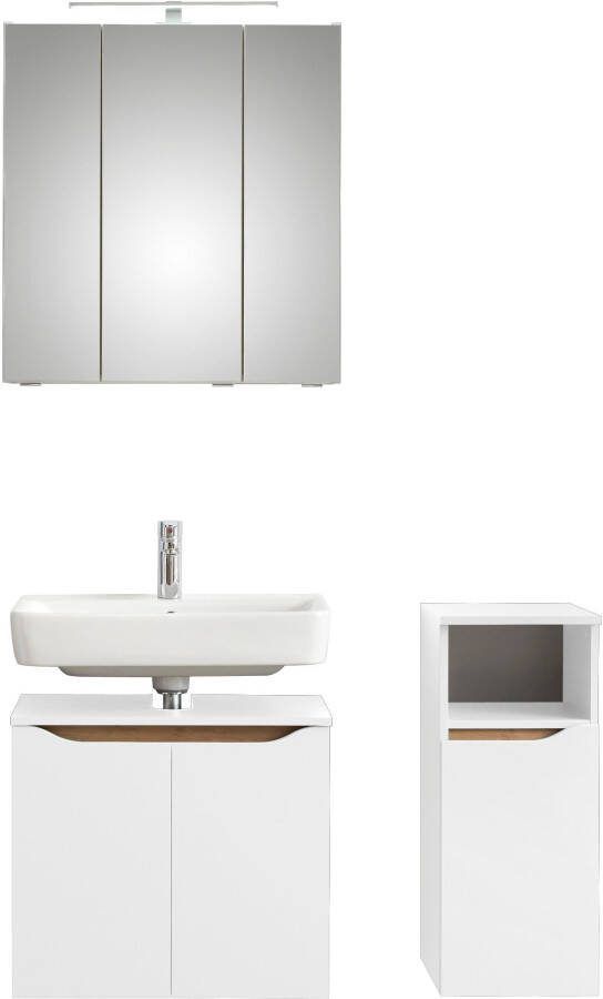 Saphir Badkamerserie Quickset 3-delig wastafelonderkast met led-spiegelkast Onderkast inclusief deurdemper 6 deuren 1 open vak badkameraccessoireset (3-delig)