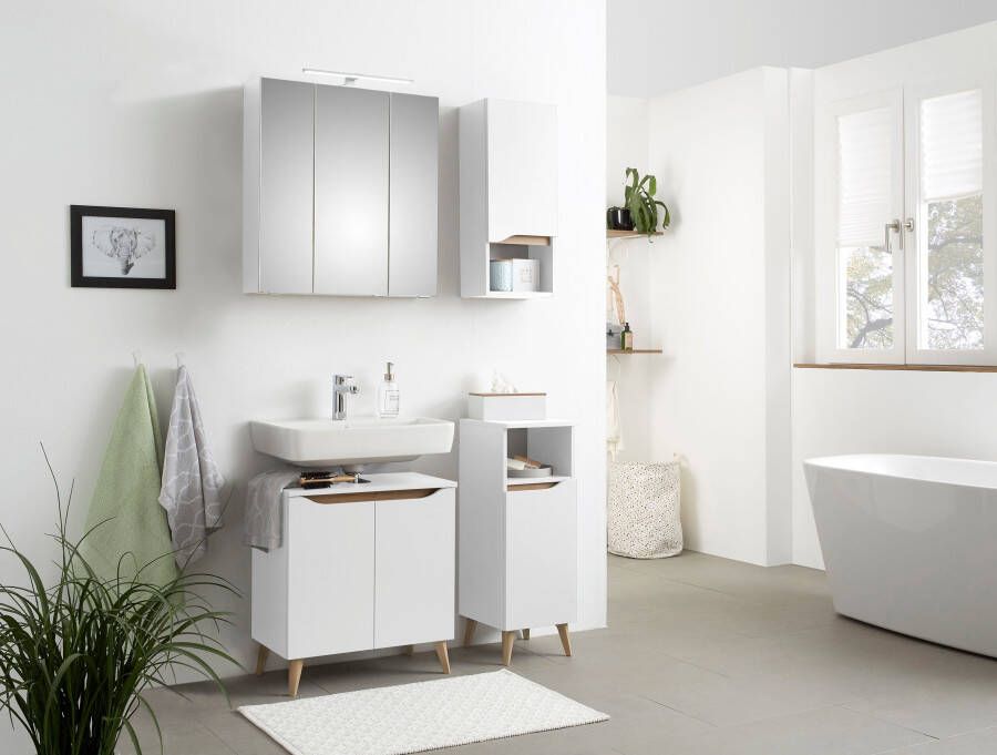 Saphir Badkamerserie Quickset 4-delig wastafelonderkast met led-spiegelkast Onderkast hangkast incl. deurdemper 7 deuren bad-set (8-delig) - Foto 14