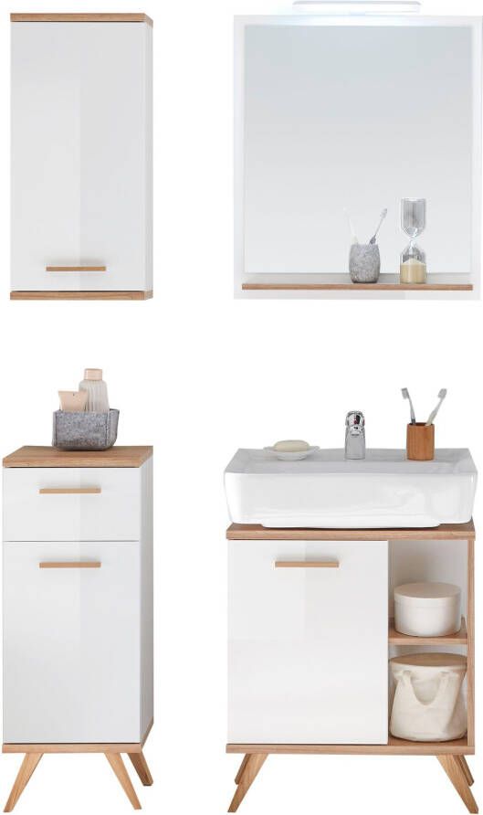 Saphir Badkamerserie Quickset 4-delig wastafelonderkast met led-spiegel Onderkast hangkast incl. deurdempers 3 deuren 1 lade (5-delig) - Foto 17