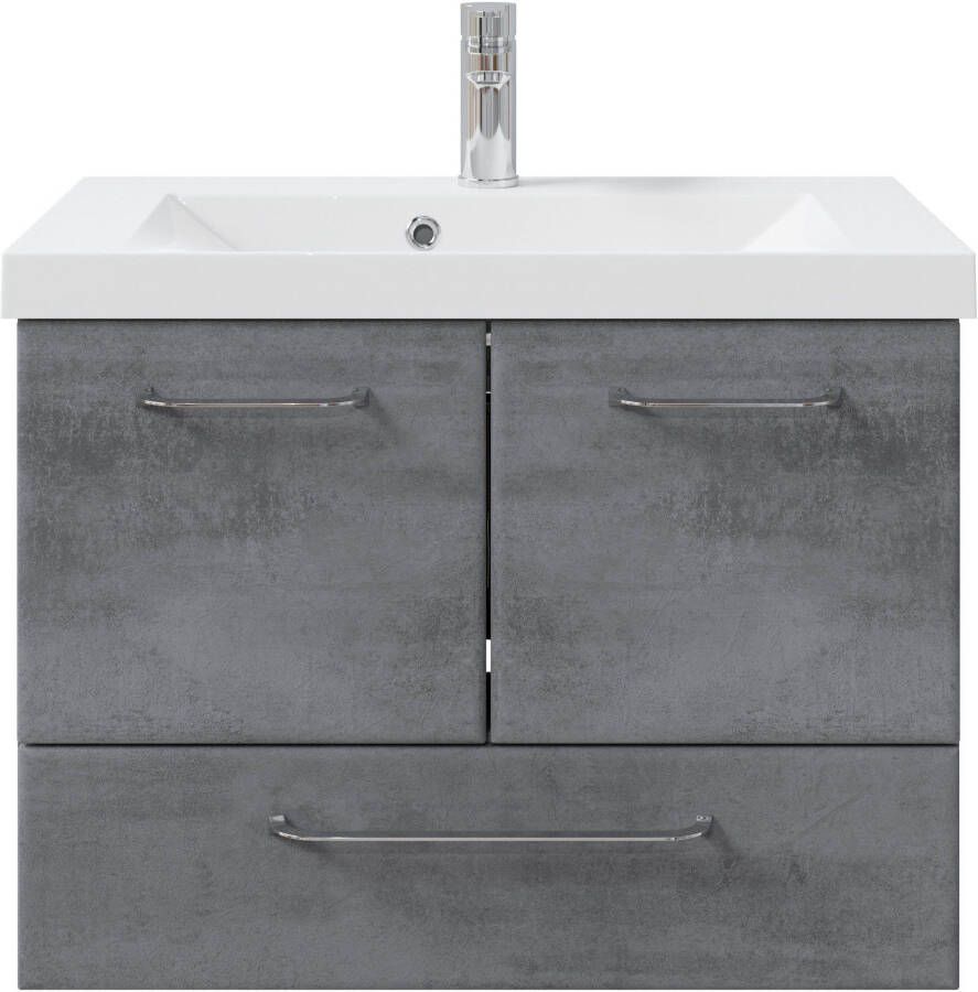 Saphir Badkamerserie Quickset 945 mineraalmarmeren wastafel met onderkast 74 cm breed Wastafelmeubel 2 deuren 1 lade inclusief deurdemper wastafelonderkast set (1 stuk) - Foto 9