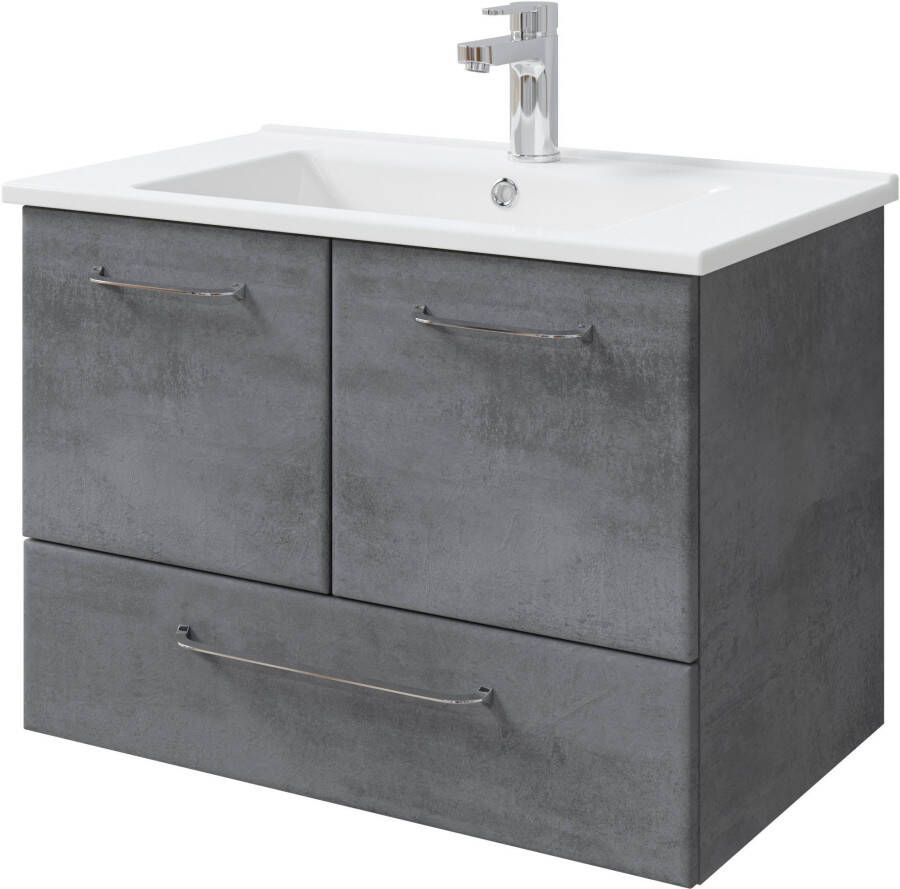Saphir Badkamerserie Quickset 945 keramieken wastafelonderkast met onderkast 75 cm breed Wastafelmeubel 2 deuren 1 lade inclusief deurdemper wastafelonderkast set (1 stuk) - Foto 10