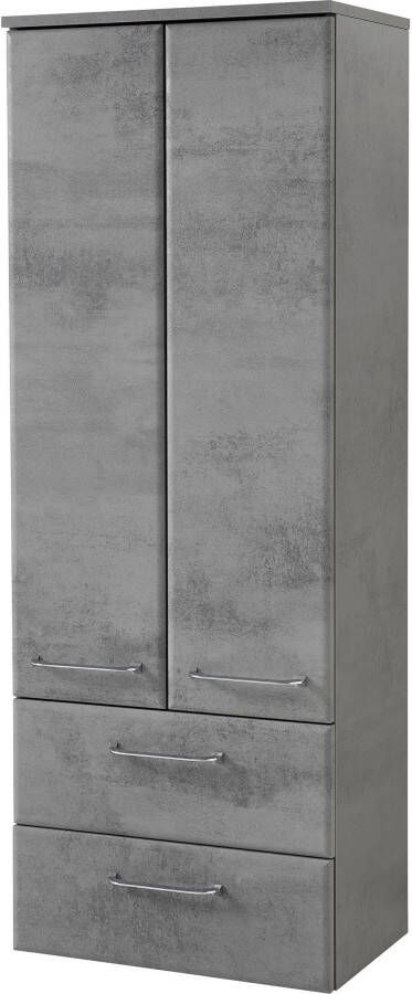 Saphir Halfhoge kast Quickset 945 badkamermeubel 50 cm breed 2 deuren 2 lades Badkamer-halfhoge kast inclusief deurdemper grepen in glanzend chroom