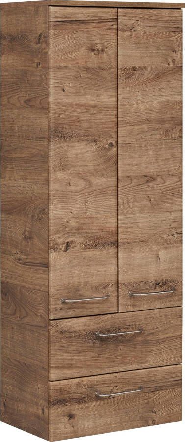 Saphir Halfhoge kast Quickset badkamermeubel 50 cm breed 2 deuren 2 laden 2 planken Badkamer-halfhoge kast inclusief deurdemper grepen in glanzend chroom