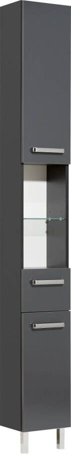 Saphir Hoge kast Quickset badkamermeubel 25 cm breed 2 deuren 2 nissen 1 lade Hoge badkamerkast inclusief deurdemper grepen in glanzend chroom - Foto 4
