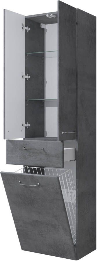 Saphir Hoge kast Quickset 945 Badkamermeubel 50 cm breed 2 deuren 1 lade waslade