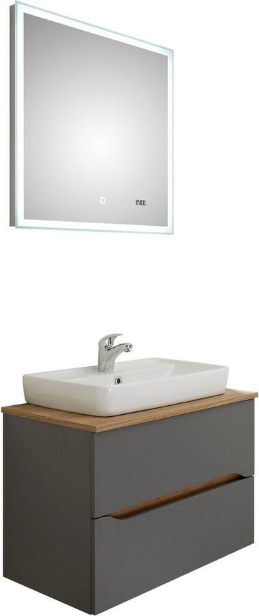 Saphir Badkamerserie Quickset 2-delig keramieken opzetwasbak met led-spiegel Wastafelmeubel 73 cm breed inclusief deurdemper 2 laden (4-delig) - Foto 10