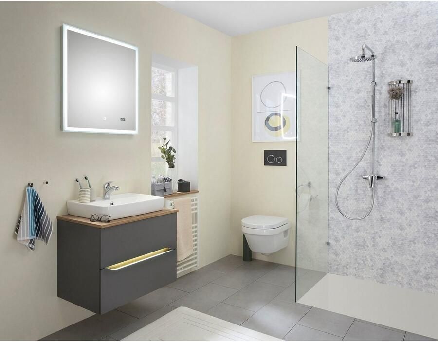 Saphir Badkamerserie Quickset 2-delig keramieken opzetwasbak met led-spiegel Wastafelmeubel 73 cm breed inclusief deurdemper 2 laden (5-delig) - Foto 7