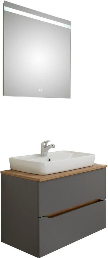 Saphir Badkamerserie Quickset 2-delig keramieken opzetwasbak met led-spiegel Wastafelmeubel 73 cm breed inclusief deurdemper 2 laden (4-delig) - Foto 10