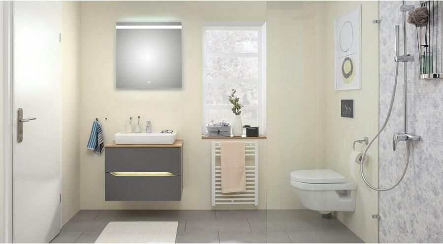 Saphir Badkamerserie Quickset 2-delig keramieken opzetwasbak met led-spiegel Wastafelmeubel 73 cm breed inclusief deurdemper 2 laden (5-delig) - Foto 8