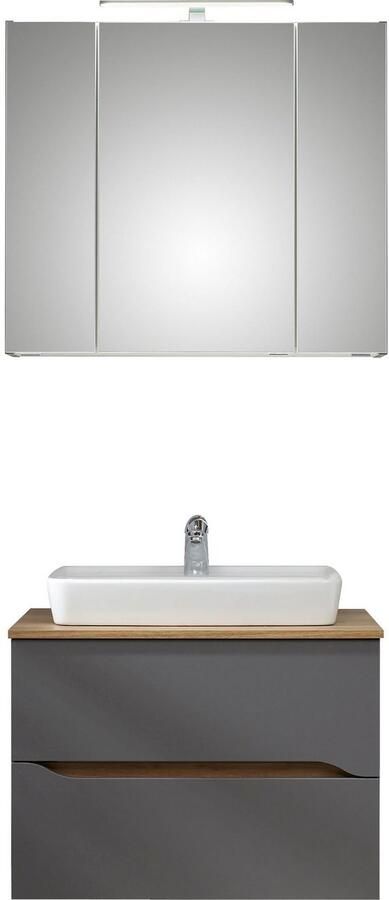 Saphir Badkamerserie Quickset 2-delig keramieken opzetwasbak met led-spiegelkast (2-delig) - Foto 5