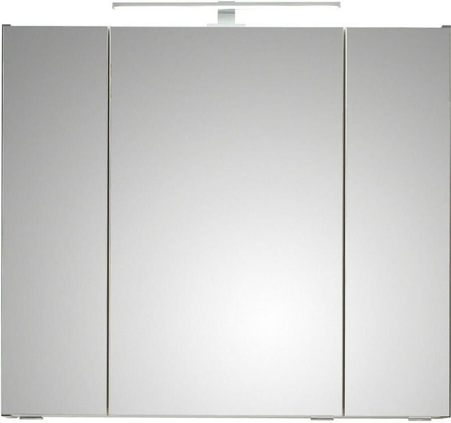Saphir Badkamerserie Quickset 2-delig keramieken opzetwasbak met led-spiegelkast Wastafel 80 cm breed inclusief deurdemper 3 deuren 2 lades (5-delig) - Foto 5