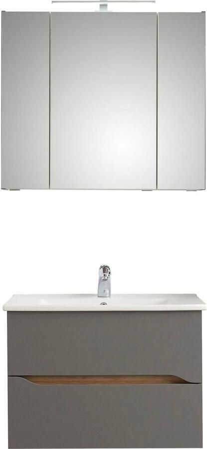 Saphir Badkamerserie Quickset 2-delig keramische wastafel met LED-spiegelkast (2-delig) - Foto 2