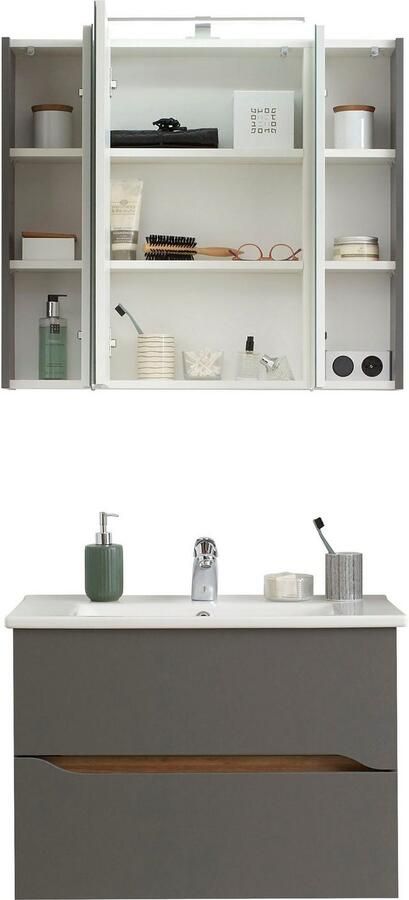 Saphir Badkamerserie Quickset 2-delig keramische wastafel met LED-spiegelkast (2-delig) - Foto 4