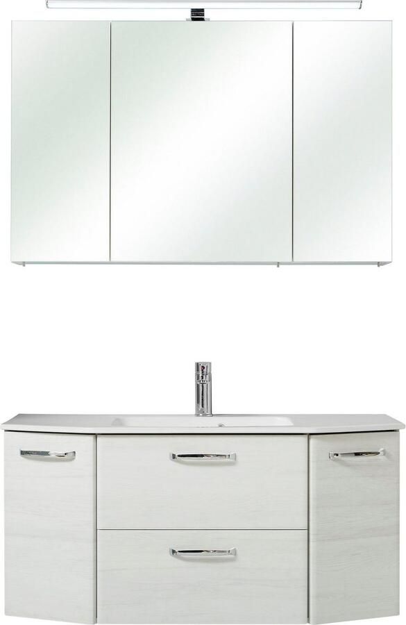 Saphir Badkamerserie Quickset 2-delig keramische wastafel met LED-spiegelkast 5 deuren (set 2-delig) - Foto 2