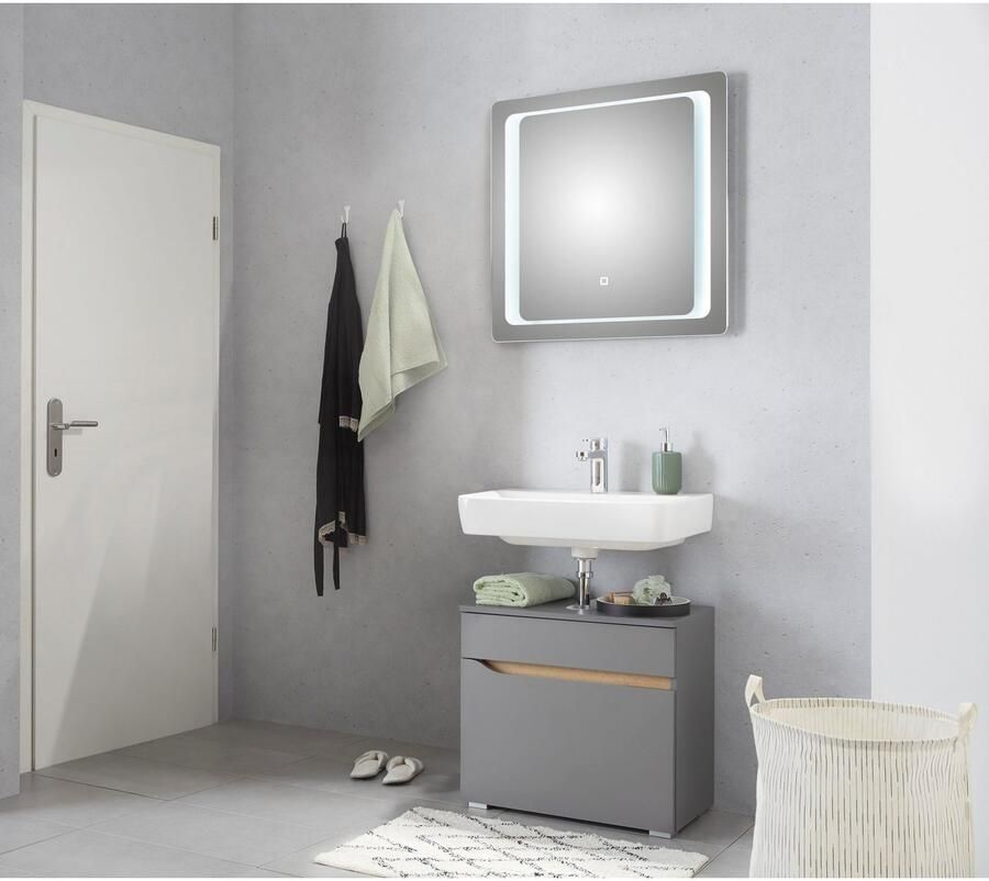Saphir Badkamerserie Quickset 2-delig wastafelonderkast met led-spiegel Wastafel 70 cm breed zonder wastafel 1 lade badset (2-delig) - Foto 4