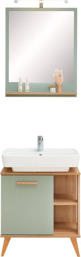 Saphir Badkamerserie Quickset 2-delig wastafelonderkast met led-spiegel Wastafelmeubel inclusief deurdemper 60 5 cm breed 1 deur opzij legplanken (2-delig) - Foto 8