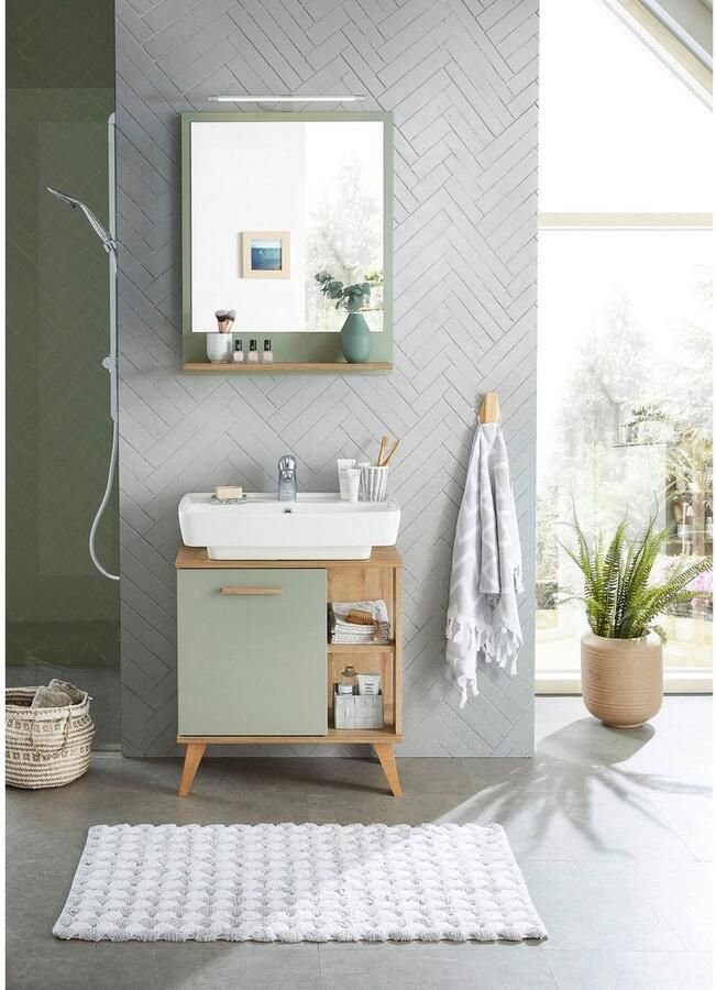 Saphir Badkamerserie Quickset 2-delig wastafelonderkast met led-spiegel Wastafelmeubel inclusief deurdemper 60 5 cm breed 1 deur opzij legplanken (2-delig) - Foto 6