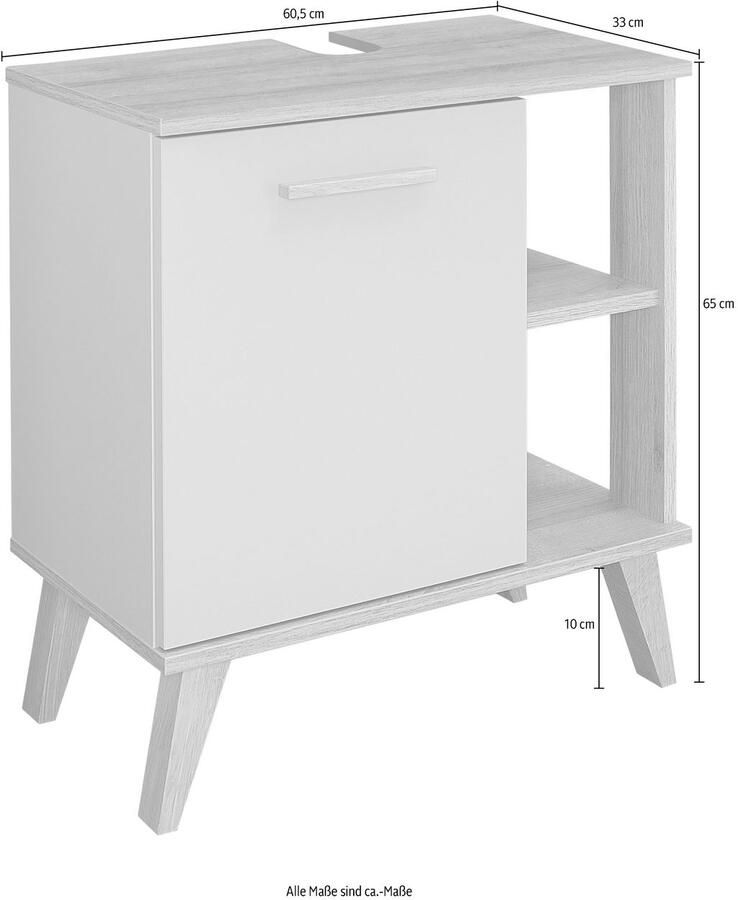 Saphir Badkamerserie Quickset 3-delig wastafelonderkast met led-spiegel Halfhoge kast inclusief deurdemper 2 deuren 3 glasplateaus badkameraccessoire-set (3-delig) - Foto 3