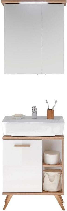 Saphir Badkamerserie Quickset 2-delig wastafelonderkast met led-spiegelkast Wasplaats incl. deurdemper 3 deuren 2 legplanken zijplanken (2-delig) - Foto 10