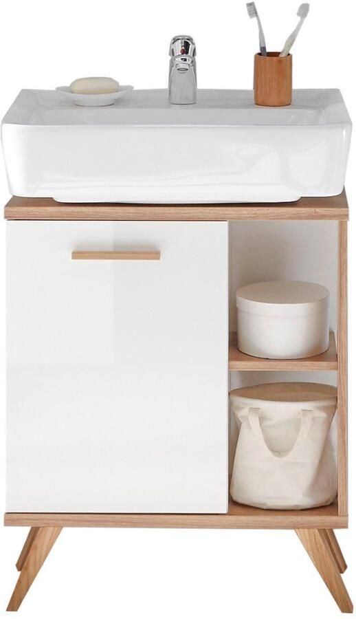 Saphir Badkamerserie Quickset 2-delig wastafelonderkast met led-spiegel Wastafelmeubel inclusief deurdemper 60 5 cm breed 1 deur opzij legplanken (3-delig) - Foto 8