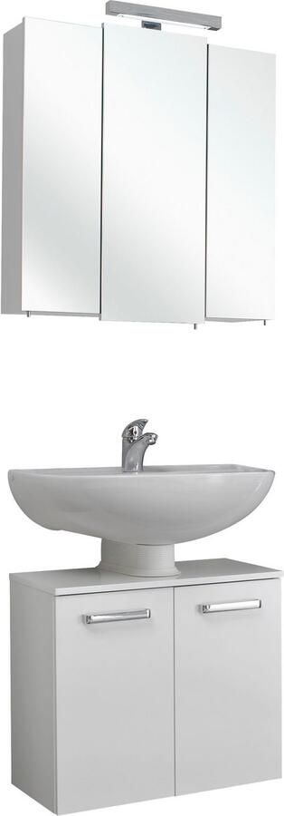 Saphir Badkamerserie Quickset 2-delig wastafelonderkast met led-spiegelkast Wastafel 68 cm breed 5 deuren incl. deurdemper grepen chroom glans (2-delig) - Foto 4