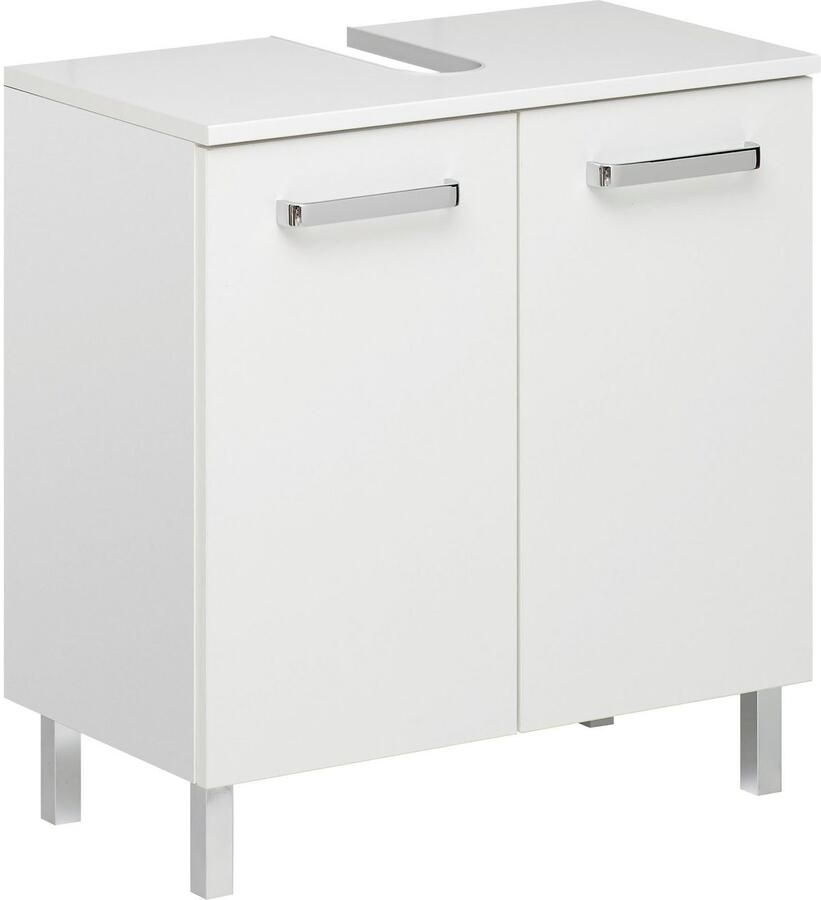 Saphir Badkamerserie Quickset 2-delig wastafelonderkast met led-spiegelkast Wastafel 68 cm breed 5 deuren incl. deurdemper grepen chroom glans (2-delig)