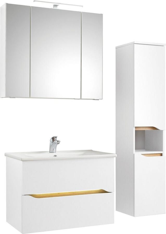 Saphir Badkamerserie Quickset 3-delig keramische wastafel en LED spiegelkast met halfhoge kast 2 deuren 1 nis 2 laden inclusief deurdemper (5-delig) - Foto 9