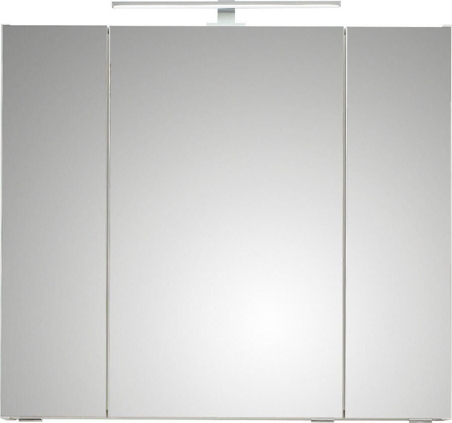 Saphir Badkamerserie Quickset 3-delig keramische wastafel en LED spiegelkast Onderkast incl. deurdempers 4 deuren 1 open vak bad-set (5-delig) - Foto 5