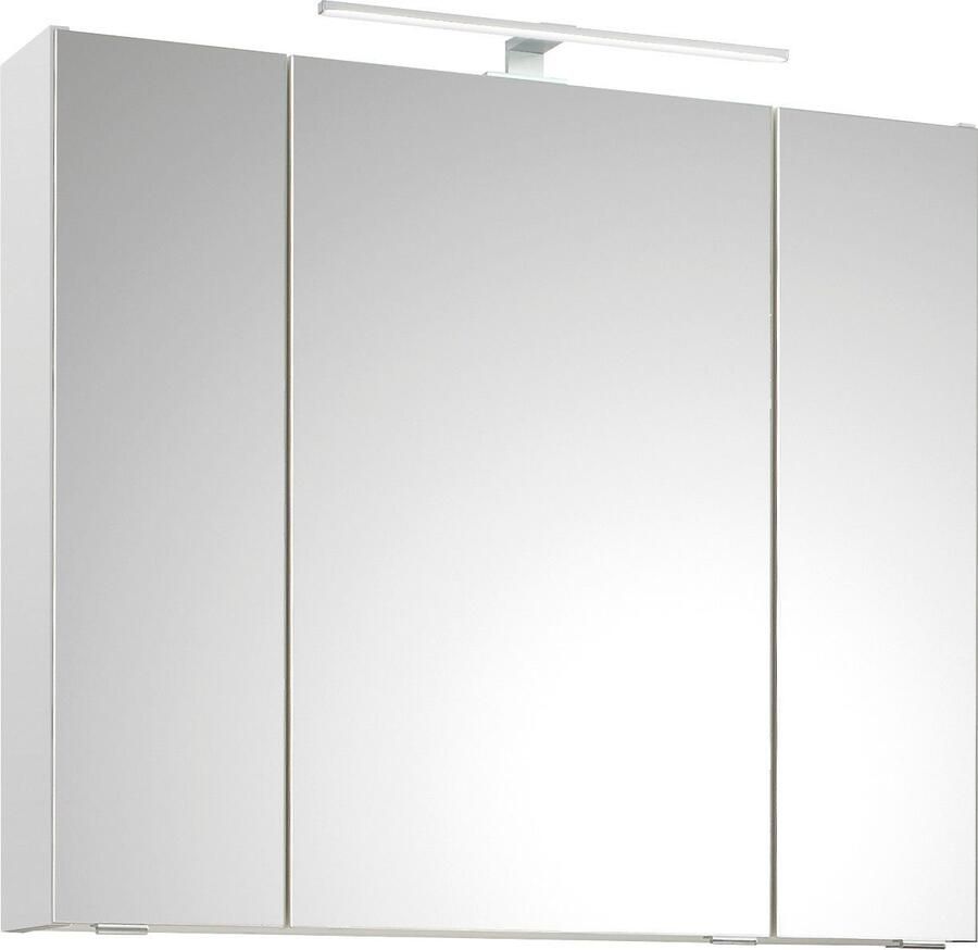 Saphir Badkamerserie Quickset 3-delig keramische wastafel en LED spiegelkast Onderkast incl. deurdempers 4 deuren 1 open vak bad-set (5-delig) - Foto 4
