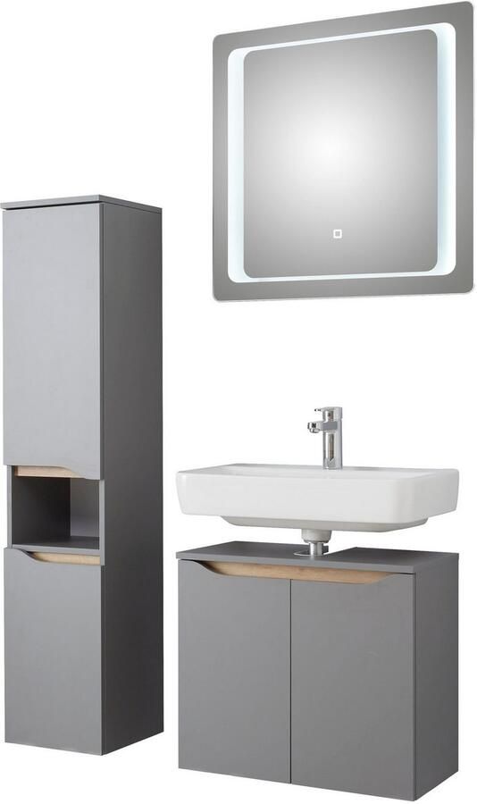 Saphir Badkamerserie Quickset 3-delig wastafelonderkast met led-spiegel met halfhoge kast inclusief deurdemper 4 deuren 1 nis badkameraccessoireset (3-delig) - Foto 12