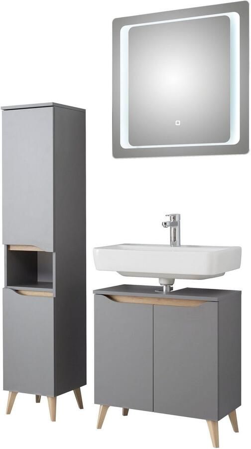 Saphir Badkamerserie Quickset 3-delig wastafelonderkast met led-spiegel met halfhoge kast inclusief deurdemper 4 deuren 1 nis badkameraccessoireset (3-delig) - Foto 14