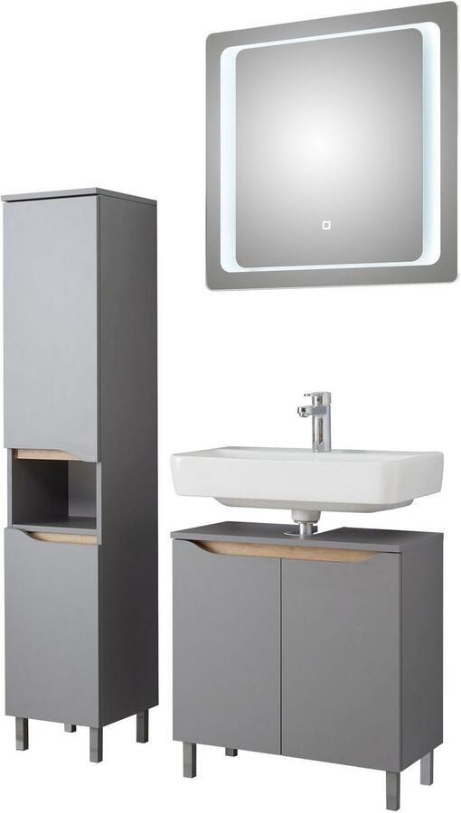 Saphir Badkamerserie Quickset 3-delig wastafelonderkast met led-spiegel met halfhoge kast inclusief deurdemper 4 deuren 1 nis badkameraccessoireset (3-delig) - Foto 12