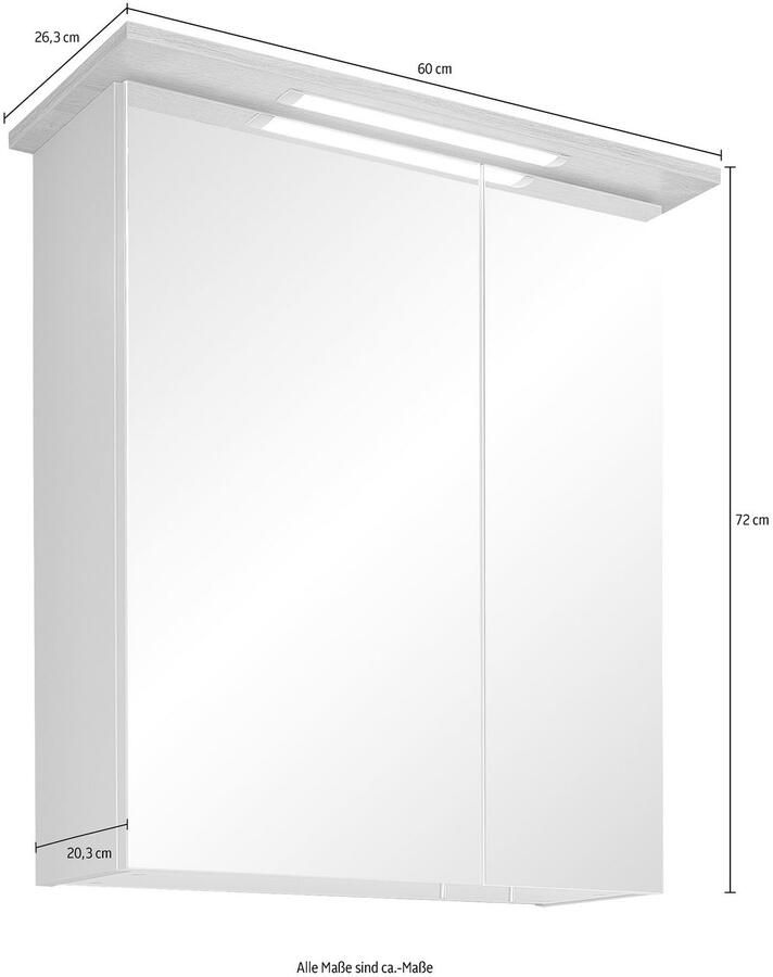 Saphir Badkamerserie Quickset 3-delig wastafelonderkast met led-spiegelkast Halfhoge kast incl. deurdemper 4 deuren 5 planken badkamer set (3-delig) - Foto 4