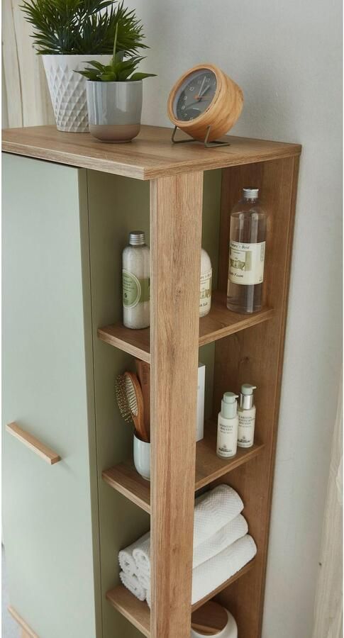 Saphir Badkamerserie Quickset 3-delig wastafelonderkast met led-spiegel Halfhoge kast inclusief deurdemper 2 deuren 3 glasplateaus badkameraccessoire-set (3-delig) - Foto 7