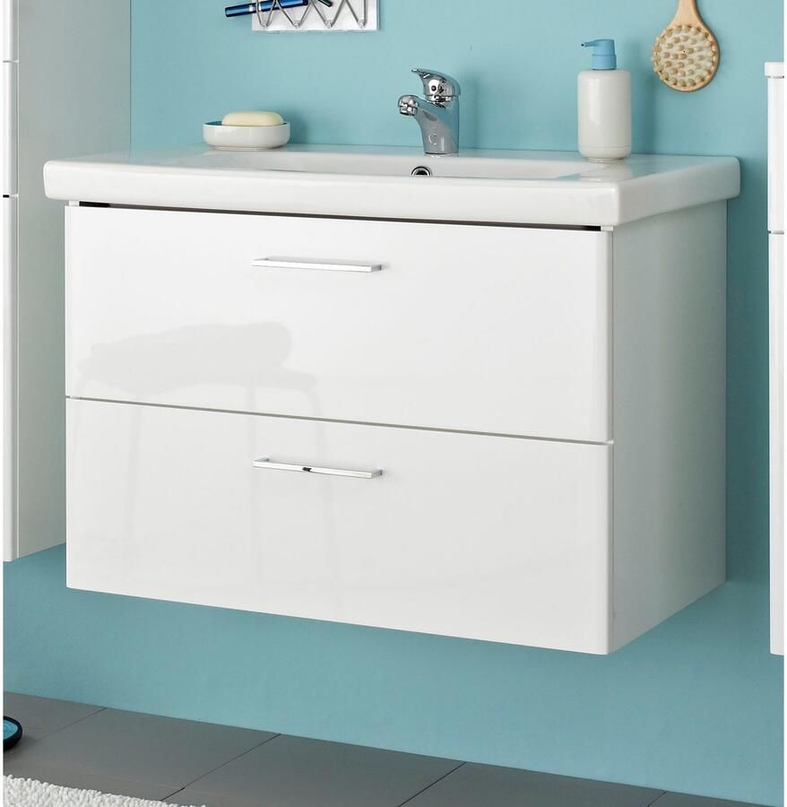 Saphir Badkamerserie Quickset 316 3-delig keramieken wastafel met led-spiegelkast (4-delig)