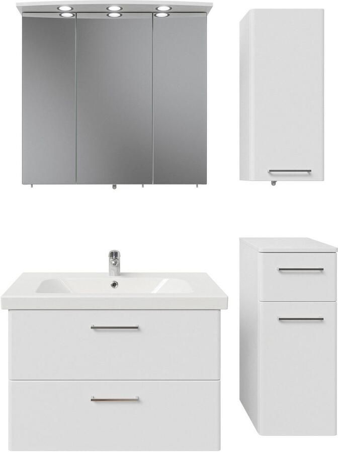 Saphir Badkamerserie Quickset 316 4-delig keramieken wastafel met led-spiegelkast met onderkast hangend kastje 5 deuren 1 klep inclusief deurdemper (5-delig) - Foto 9