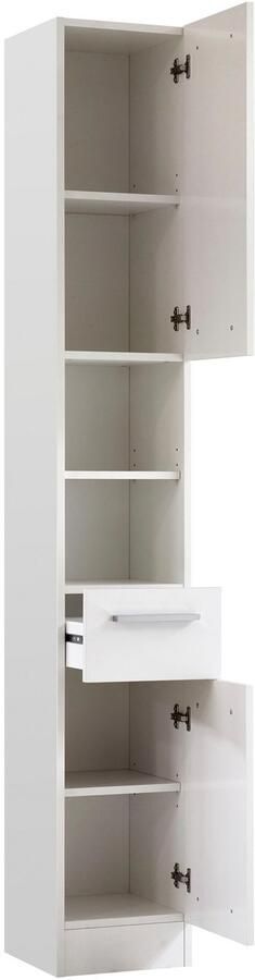 Saphir Badkamerserie Quickset 335 5-delig wastafelonderkast met led-spiegelkast Hoge kast onderkast hangend kastje inclusief deurdemper 7 deuren (5-delig) - Foto 12