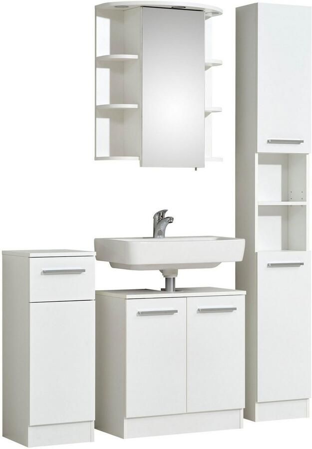 Saphir Badkamerserie Quickset 335 5-delig wastafelonderkast met led-spiegelkast Hoge kast onderkast hangend kastje inclusief deurdemper 7 deuren (5-delig) - Foto 4