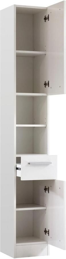 Saphir Badkamerserie Quickset 335 7-delig wastafelonderkast met led-spiegelkast Hoge kast onderkasten hangende kasten inclusief deurdemper 13 deuren (7-delig) - Foto 14