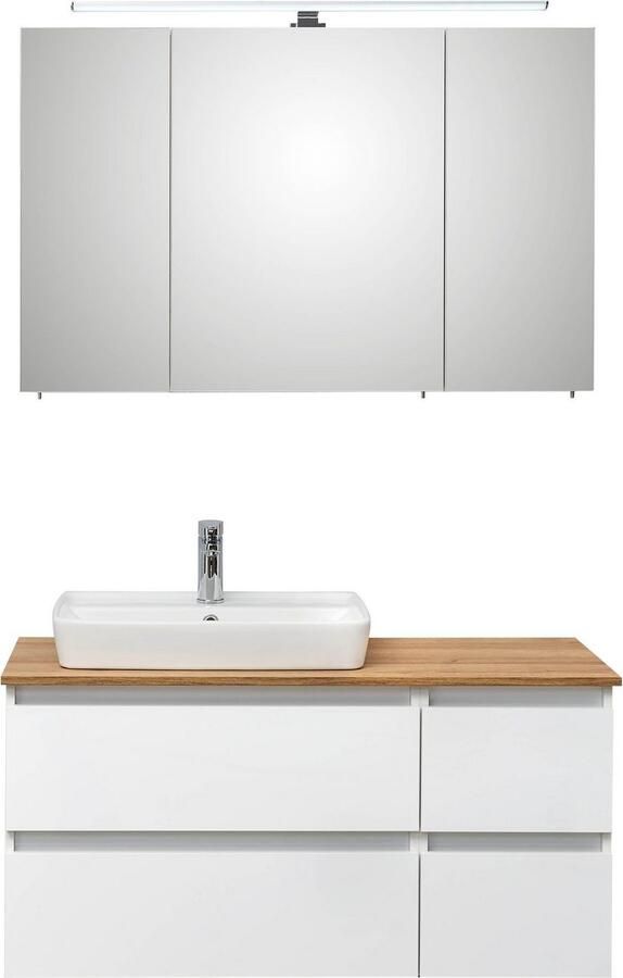 Saphir Badkamerserie Quickset 360 2-delig keramische opzetwasbak met LED-spiegelkast (2-delig) - Foto 6