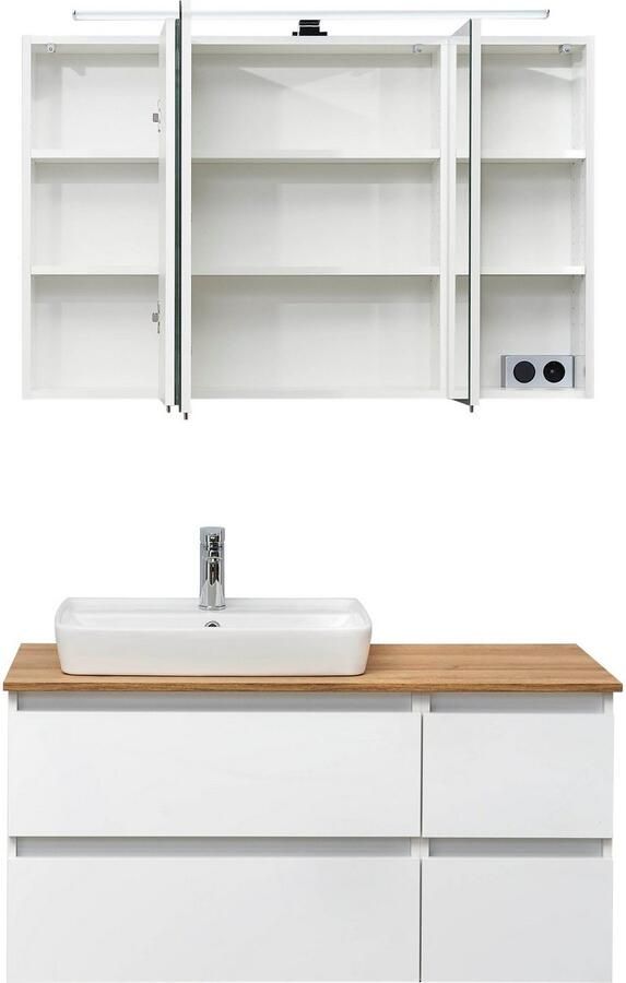 Saphir Badkamerserie Quickset 360 2-delig keramische opzetwasbak met LED-spiegelkast (2-delig) - Foto 7